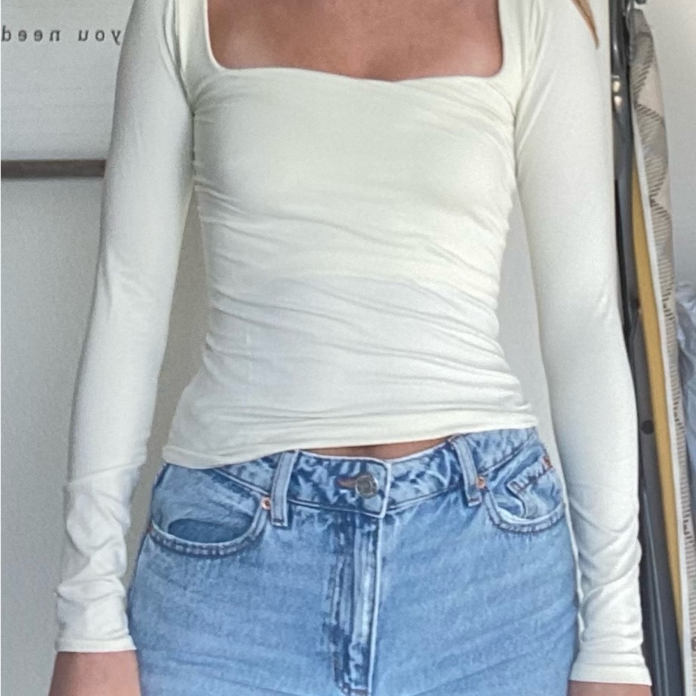 Elegant Cream Long Sleeve Top